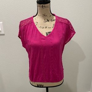 Sonoma Women’s Hot Pink Lace Top - XS